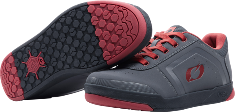 O'Neal Pinned Flat Pedal Mountain Bike Shoe Red/Grey-1